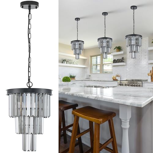 12" Smoke Gray Crystal Chandeliers