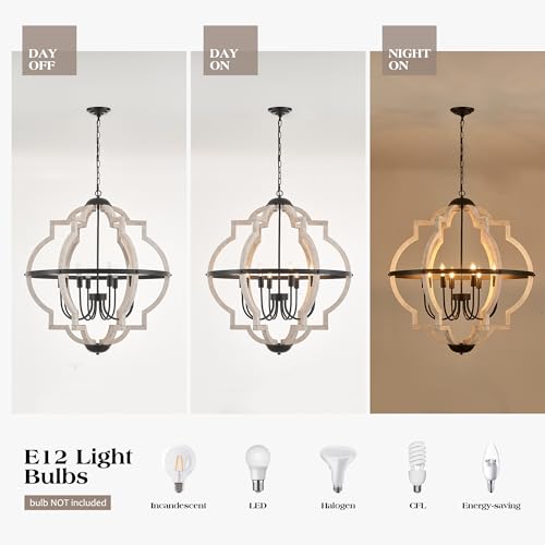 8 Light Wood Pendant Light