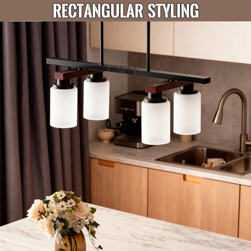 4 Light Black Linear Chandelier