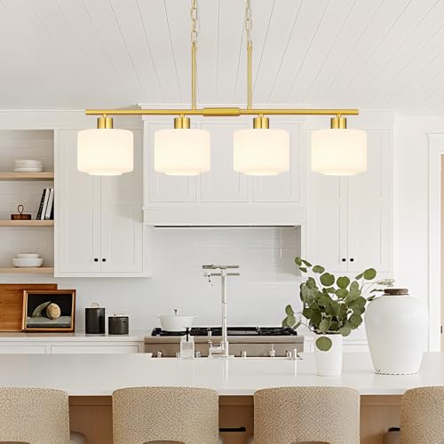 4 Light Brushed Gold Kitchen Island Lighting