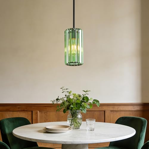 Modern Crystal Pendant Light Mini Light Green Chandeliers Adjustable Pendant Lights Fixture for Kitchen Island Dinning Room Corridor Bedroom (3 Count)