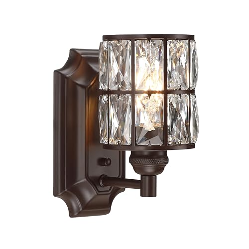 1 Light Crystal Modern Oil Rubbed Bronze 2 Pack Wall Sconce Light Fixture (2 Count)
