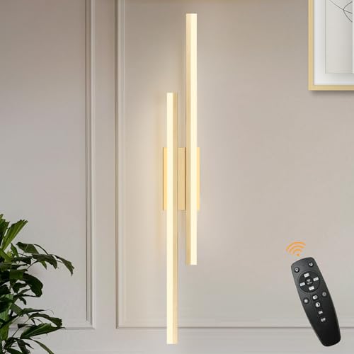 LED Wall Sconce Gold Modern Remote Wall Light Fixtures for Living Room