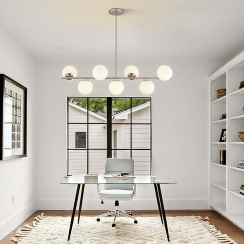 Lighting 7 Light Linear Sputnik Chandelier Brushed Nickel Pendant Light