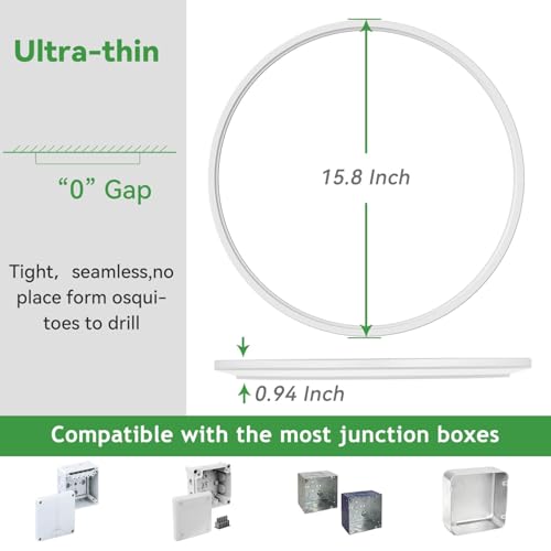 15.8INCH 2Pack Big Dimmable Flush Mount Ceiling Light Fixture White (2 Count)