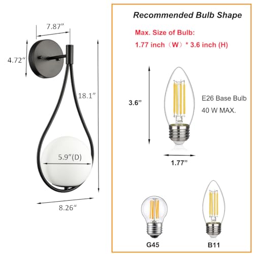 Mid Century Modern Black Wall Sconces (2 Count)