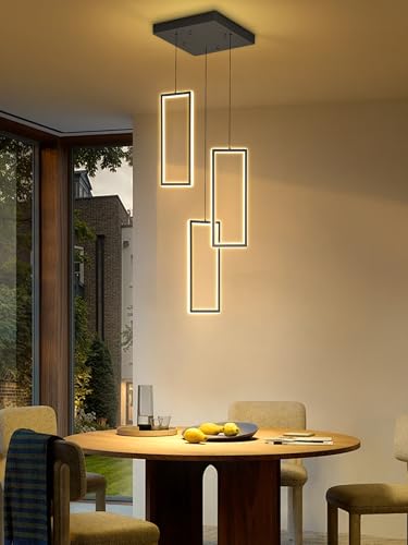 Modern LED Chandelier Adjustable Hanging Black Pendant Light Fixture 3