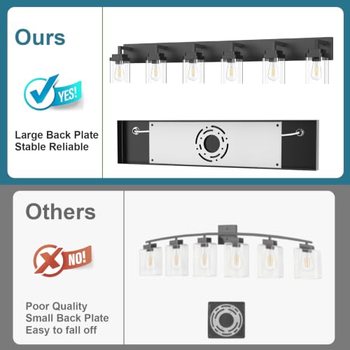 Matte Black Bathroom Light Fixtures (Black / 6-Light)