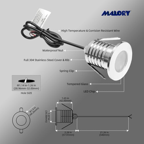 3W Recessed Low Voltage Deck Light 6 Pack 2Inch (6 Count)