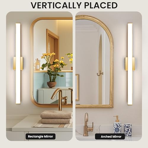 Modern LED Bathroom Vanity Light 36 inch 24W Dimmable 3CCT Bathroom Light Fixture Over Mirror Rectangle Bath Vanity Light Bar with Double Layer Acrylic Shade (36 inch(es))