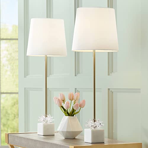 Phoebe 28 1 2" Tall Buffet Table Lamps Set of 2 Gold Marble Glass Modern (2 Count)
