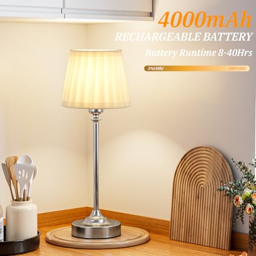 Cordless Table Lamp Rechargeable Silver