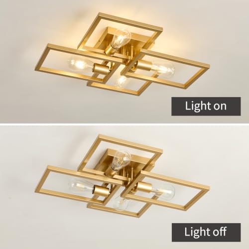 Gold Industrial Semi Flush Mount Ceiling Light Kitchen Light Fixtures 4