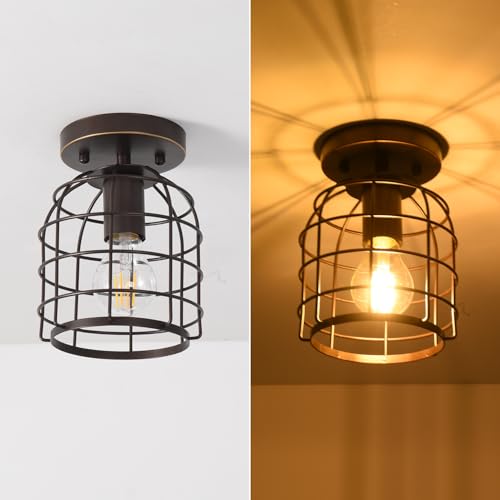 Industrial Vintage Flush Mount Ceiling Light (2 Count)