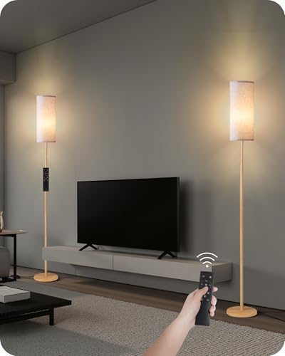 2 Pack Wooden Textured Pole Lamps (2 Count)