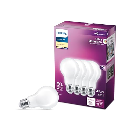 A19 Ultra Definition Frosted Dimmable LED Light Bulbs (4 Count)