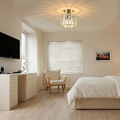Gold Crystal Ceiling Light Fixture