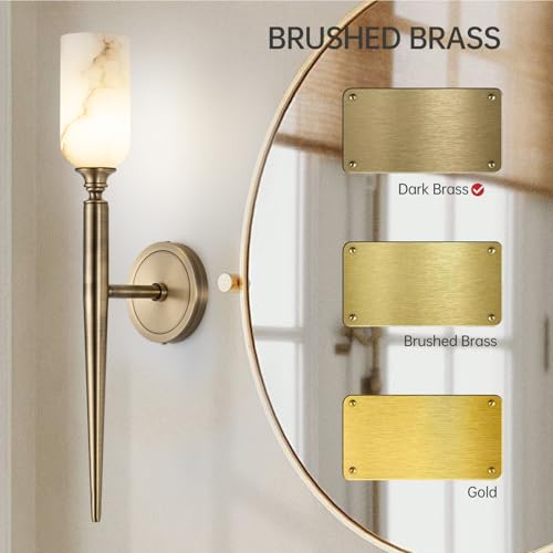 Aged Brass Alabaster Wall Sconce 1 Pack