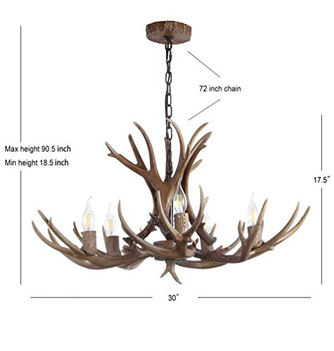 Eldora 5 Light Resin Antler Chandelier 30"