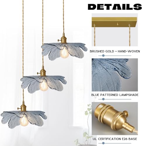3 Light Hand Blown Glass Chandelier