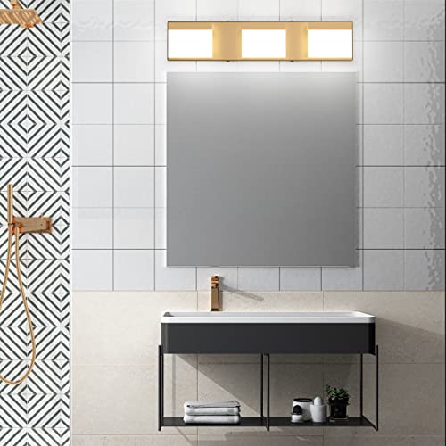 Gold Bathroom Vanity Light Fixtures Modern LED 3 Lights Vanity Light for Bathroom Up and Down Wall Light Fixtures 6000K