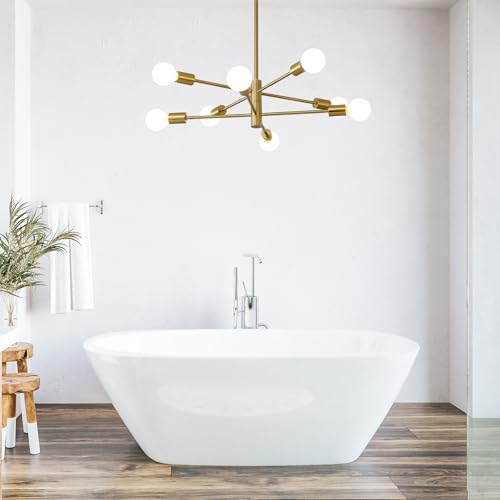 8 Light Gold Sputnik Lighting Fixture Mid Century Modern Chandelier