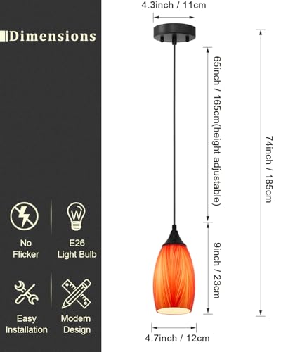 Vintage Art Orange Pendant Lighting (3 Count)