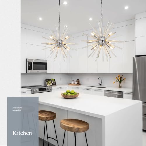 23.6" 9 Light Crystal Sputnik Chandelier Modern Adjustable Firework Globe High Ceiling Fixture for Living Room
