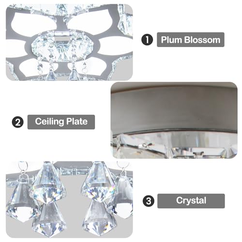 16.1" Dimmable Flower Crystal Ceiling Light