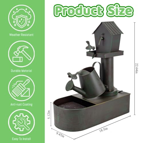 3 Tier Outdoor Fountain 23" Rustic Waterfall Garden Patio Decor