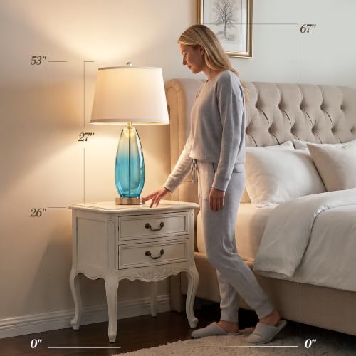 27" Glass Table Lamps for Living Room (Gradient Blue)