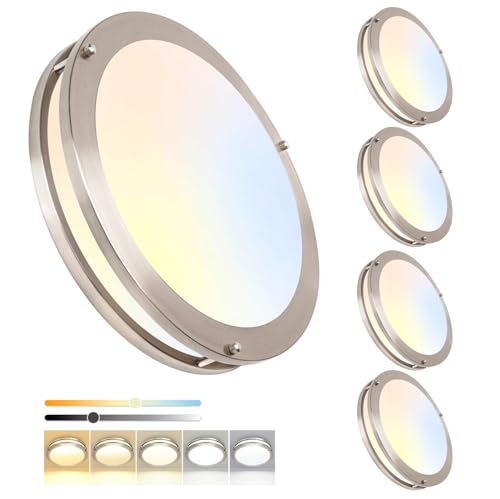 13inch LED Flush Mount Ceiling Light Fixture Dimmable Brushed Nickel (4 Count)