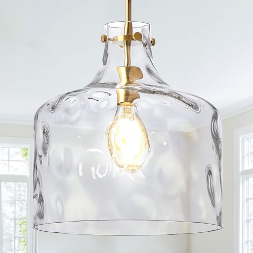 16" Farmhouse Hammered Glass Pendant Light