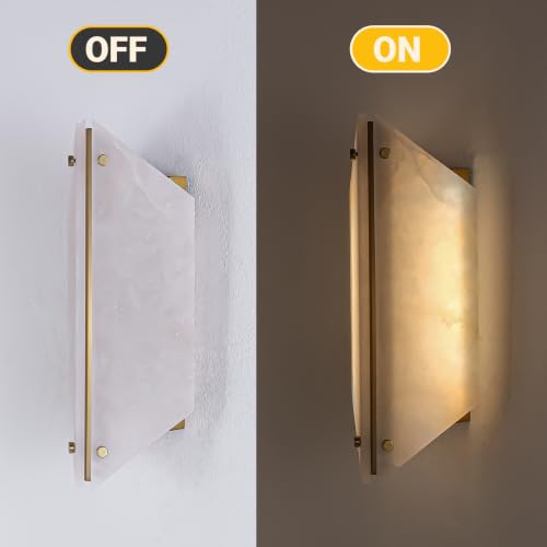 Alabaster Wall Sconces Bathroom Vanity Light Gold 13.8" 1 Pack