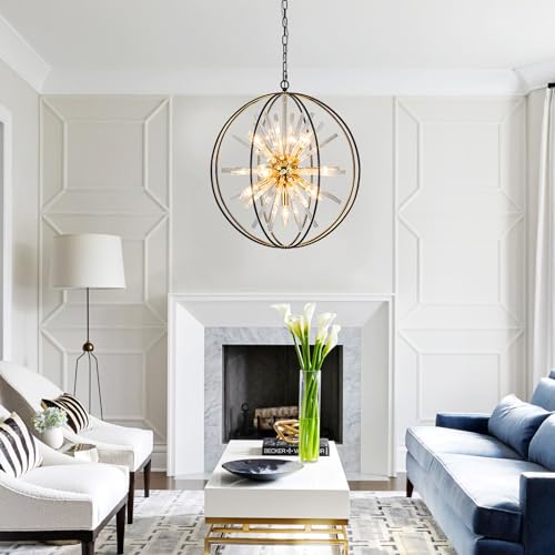 Modern Black and Gold Sputnik Chandelier for Living Room