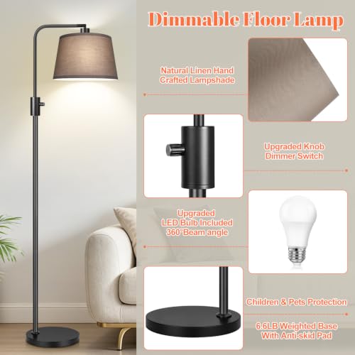 Upgraded】 Dimmable Black Floor Lamps