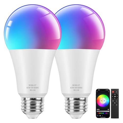 Smart A19 LED Light Bulbs (2 Count)