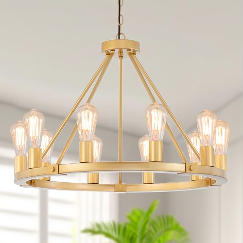 Gold Wagon Wheel Chandelier