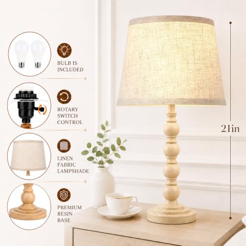 Farmhouse Table Lamps Set of 2 (Beige)