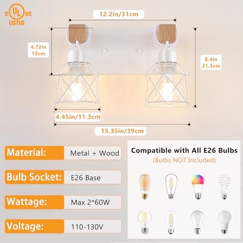 2 Light White Bathroom Light Fixtures