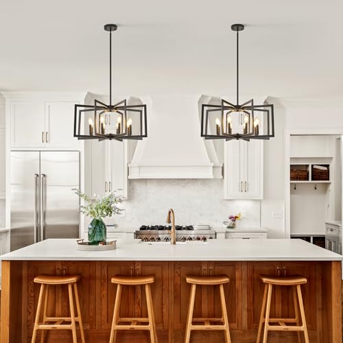 8 Light Modern Farmhouse Black Geometric Chandelier