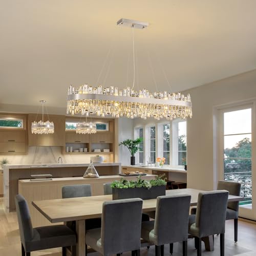 Modern Rectangle Crystal Chandelier for Dining Room