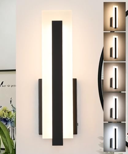 Hardwired Black Dimmable Modern LED Wall Sconce 3000K 3500K 4000K 5000K 6000K Indoor Wall Lights Up and Down Wall Mount Light for Living Room Bedroom Hallway Corridor