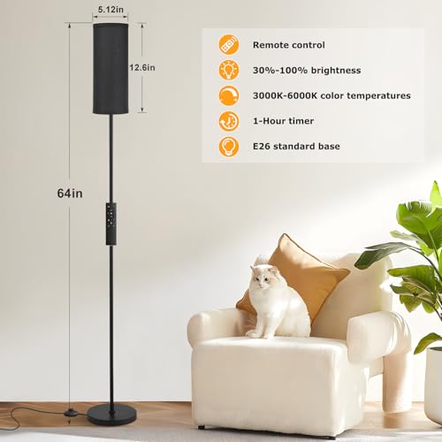 64'' Floor Lamps for Living Room with Remote Control and Stepless Dimmable Colors Temperature & Brightness