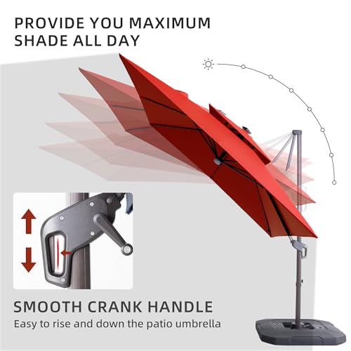 9x9 FT Cantilever Offset Patio Umbrella with Lights & Base