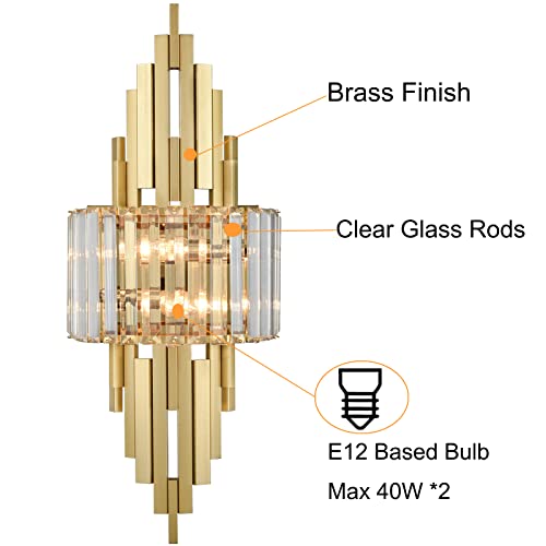 Modern Brushed Gold Crystal Wall Sconce
