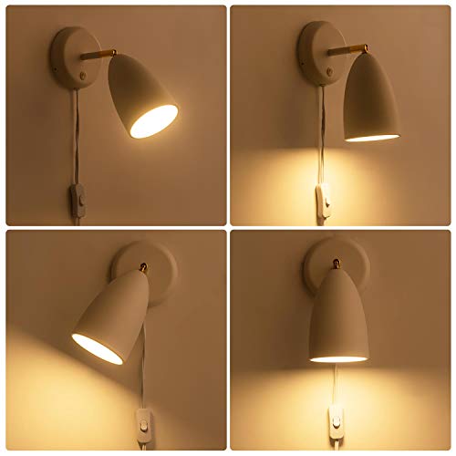 Modern White Plug in or Hardwire Wall Light Sconces
