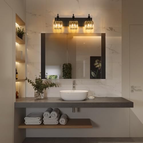 Black Crystal Bathroom Vanity Light 3
