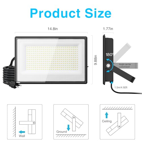 2 Pack 300W LED Flood Light Outdoor (2 Count)