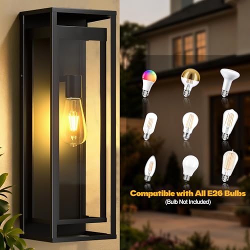 20in Extra Large Outdoor Wall Sconce Black Modern Exterior Lighting Fixture